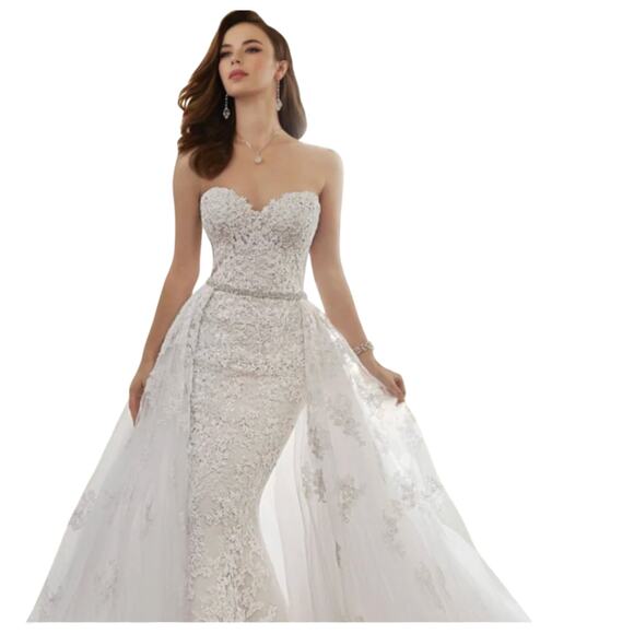 Sophia Toli Maeve Beaded Lace Tulle Detachable Skirt Sz 6 Wedding Gown Sz 6 NEW! - Picture 7 of 8